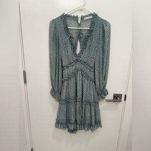 Green ruffle dress XS
